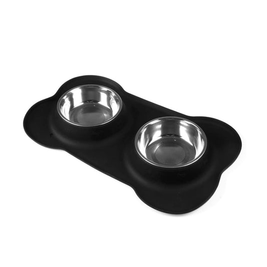 Stainless Steel Pet Bowls with No Spill Non-Skid Silicone Mat