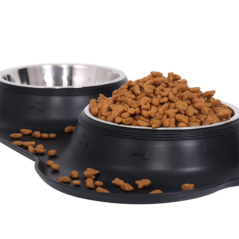 Stainless Steel Pet Bowls with No Spill Non-Skid Silicone Mat