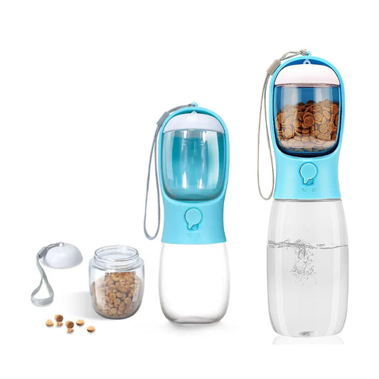 2 in 1 Portable Pet Water Bottle With Food Container (2 Pcs)