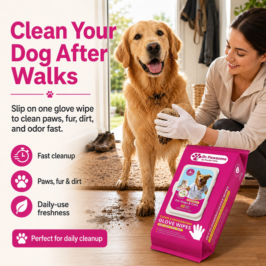 Dr. Pawsome Clean & Deodorizing Soft Pet Glove Wipes