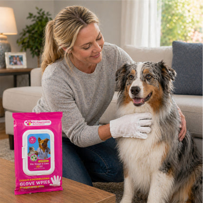 Dr. Pawsome Cleaning Deodorizing Glove Wipes for Dogs & Cats (Travel Pack)