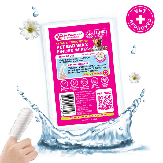Dr. Pawsome Pet Care Ear Finger Wipes to Stop Itching and Bad Odors (Travel Pack)