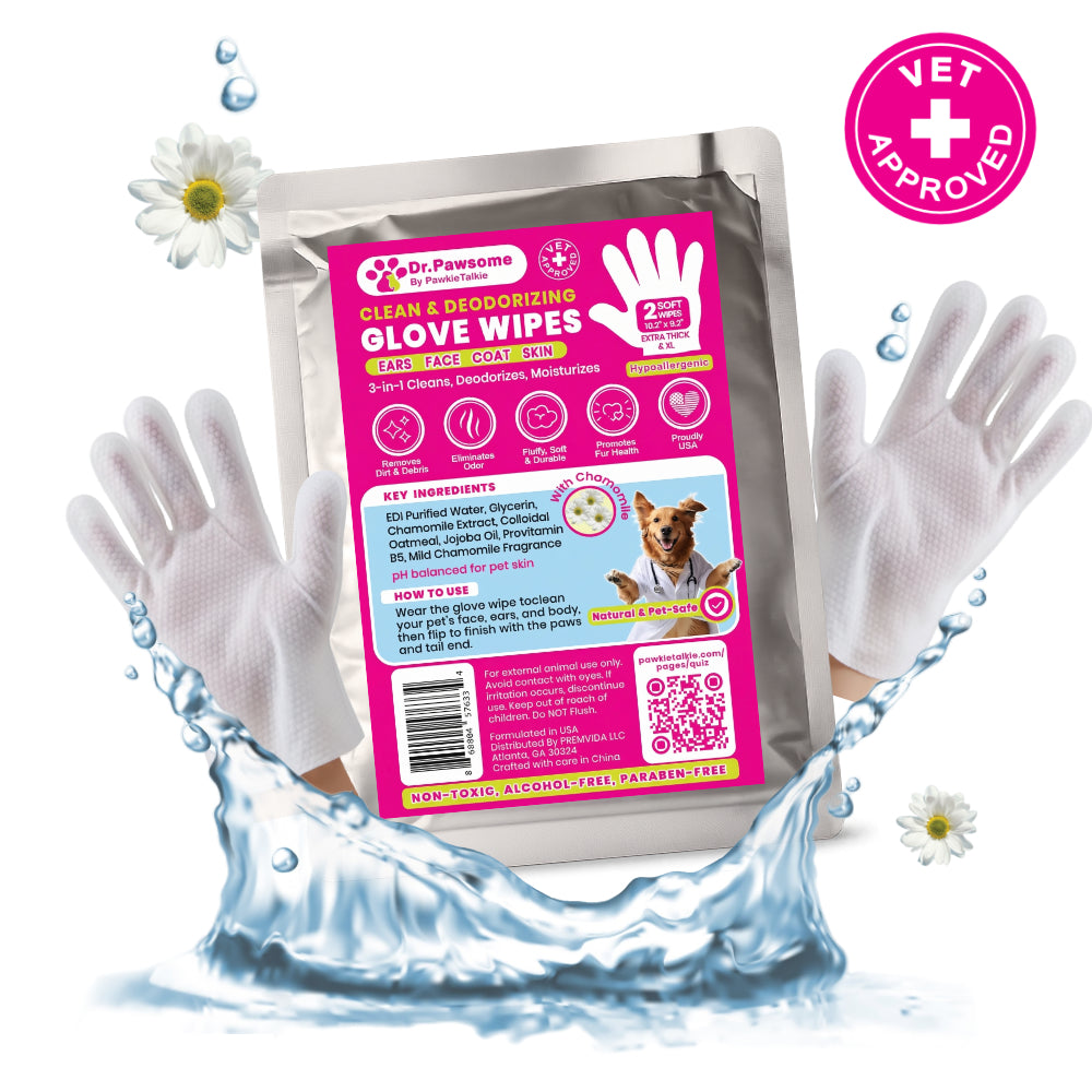 Dr. Pawsome Cleaning Deodorizing Glove Wipes for Dogs & Cats (Travel Pack)