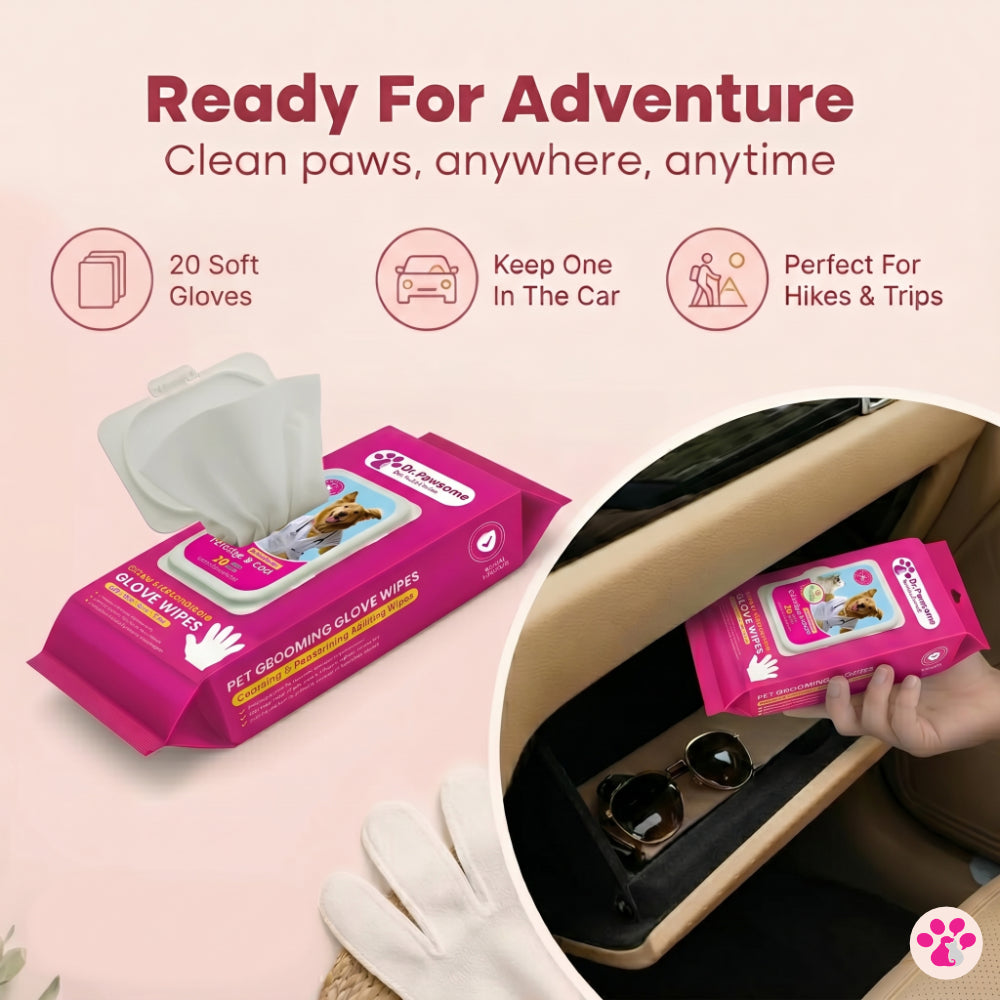 Dr. Pawsome Cleaning Deodorizing Glove Wipes for Dogs & Cats (Travel Pack)